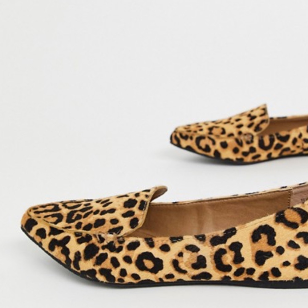 Steve Madden feather flat shoes in leopard print